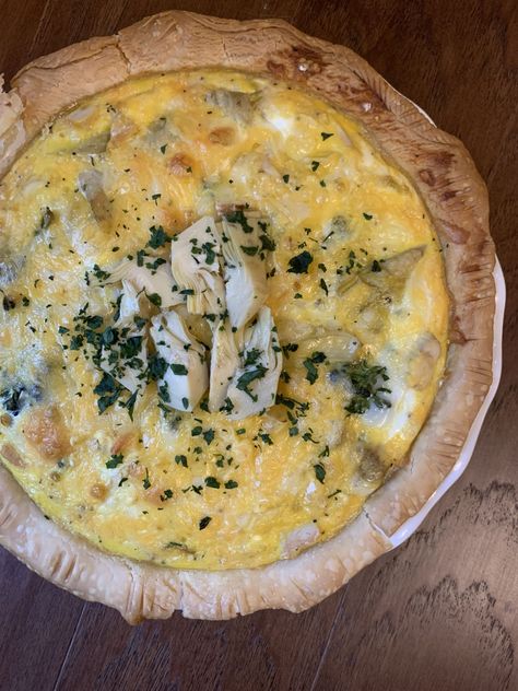 Chicken + Broccolini + Artichoke Quiche - Natalie Mason Broccolini Recipes, Chicken Broccolini, Artichoke Quiche, Easter Brunch Ideas, Chicken Artichoke, Green Bean Salad, Weekend Night, Make Ahead Freezer Meals, Artichoke Chicken