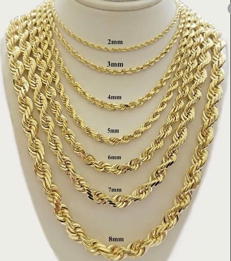 Discover JDC level of craftsmanship with our Handmade 14K Yellow Gold Rope Chain. This chain showcases intricate workmanship, it is meticulously crafted in solid 14K yellow gold here in NYC ! Perfect for everyday this authentic piece will radiate in the sun. Check our ig Jaydcustoms for our work !  All are handmade with Italian Gold  Perfect to wear alone or with your favorite charms. Metal: 14k Gold Color: Yellow Gold Style : Rope Chain Purity: 14k Semi Hollow GOLD (stamped for authenticity) Width: 2mm 2.5mm 3mm 3.5mm 4mm 5mm 5.5mm 6.5mm 8mm 9mm for any questions or weights, please message us.  Premium Lobster Clasp for added safety - Please feel free to message us with any questions you may have ◈ !FREE SHIPPING WITH USPS!  Comes in a Premium Gift Box! These Chains are 100% Authentic 14K Rey Salomon, Hanuman Images, Gold Rope Chains, Premium Gift, Chains For Men, Necklace Handmade, Rope Chain, Gold Style, Chain Styles