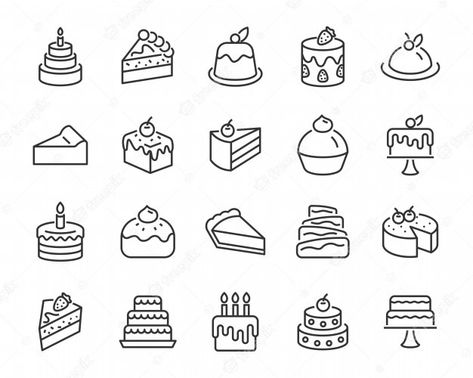 Slice Of Cake Tattoo, Dessert Background, Cake Tattoo, Cake Piece, Dessert Icon, Horizontal Illustration, Doodle Cake, Tattoo Cake, Bakery Icon