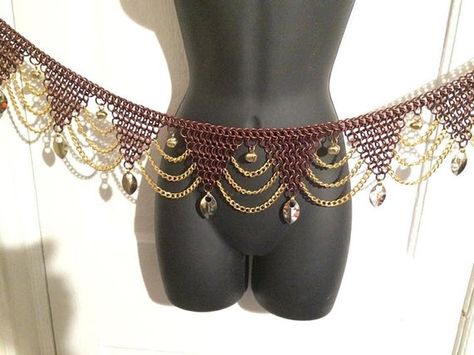 Resonance Chainmail Belt with Bells and Chain Drape Chainmail Belt, Chainmail Clothing, Bell Accessories, Chainmaille Jewelry Patterns, Chain Maille Patterns, Chainmail Patterns, Scale Mail, Chainmail Jewelry, Chain Maille Jewelry