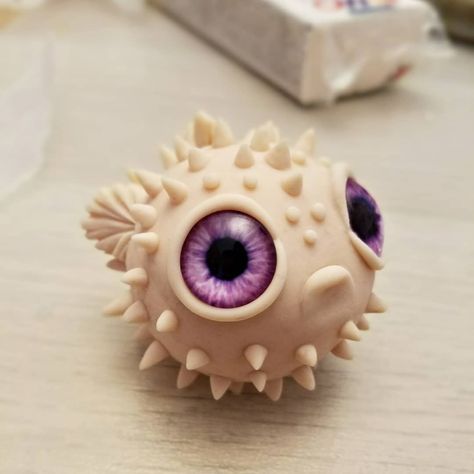 Puffer Fish Mermaid, Paper Mache Puffer Fish, Clay Puffer Fish, Puffer Fish Art, Clay Ocean, Fish Project, Cute Cartoon Faces, Modelling Ideas, Face Sculpture