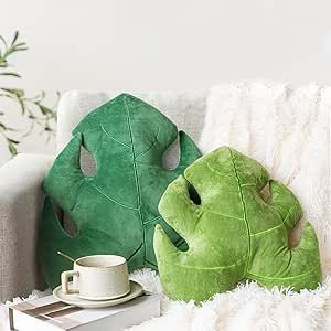 AELS Set of 2 3D Leaves Decorative Throw Pillows, 18"& 14" Monstera Deliciosa Plush Pillow Set for Plant Lovers Garden Lovers, Living Room Bedroom Nursery Decor, Light Green & Dark Green 3d Leaves, Leaves Pillow, Monstera Deliciosa, Bedroom Nursery, Garden Lovers, Plush Pillow, Monstera Leaf, Decorative Throws, Leaf Shapes