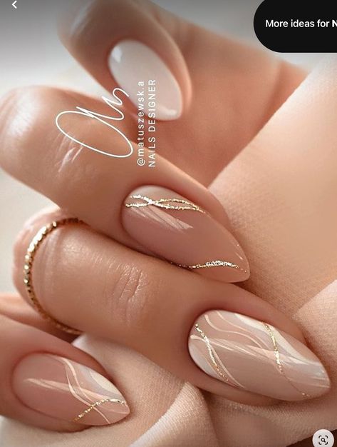 Neutral Tone Nail Designs, Pretty Nails For Wedding, Elegant Vacation Nails, Cream Nails With Gold, Wedding Nude Nails, Engagement Gel Nails, Nude Nails For Wedding, Nude Gel Nail Designs, Classy Chic Nails