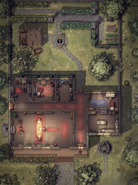 Mansion Battlemap, Dnd Environment, Dnd World, Dnd Scenery, Chaos Child, Call Of Cthulhu Rpg, Dnd World Map, Fantasy Town, Old Mansion