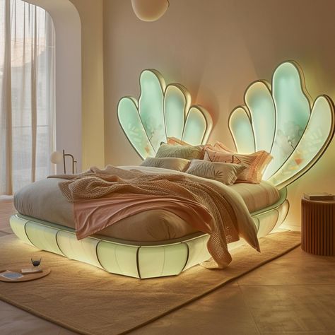 Imagine stepping into a bedroom that evokes the serene beauty of a moonlit forest. Luna moth inspired beds transform ordinary sleeping spaces into ethereal sanctuaries. These beds often feature delicate, flowing canopies that mimic the moth’s graceful wings, draped in soft, iridescent fabrics that shimmer like moonlight on water. The color palette reflects nature’s subtleties: pale greens, blues, and silvers, creating a tranquil ambiance. Such beds not only offer a restful retreat but also in... Moonlight On Water, Moonlit Forest, Iridescent Fabric, Feather Bed, The Moth, Water Lilly, Luna Moth, Canopies, Pale Green