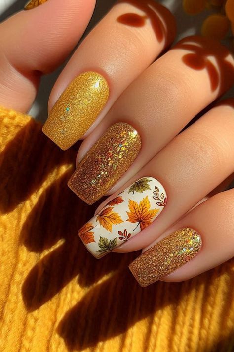 21 Stunning Fall Nail Ideas for Autumn 2024 Nail Designs Fall Autumn, Yellow Autumn Nails, Pink White Nails, Simple Spring Nails, Glitter Gradient, Nail Color Trends, Festive Nail Art, Fall Nail Trends, Manicure Inspiration