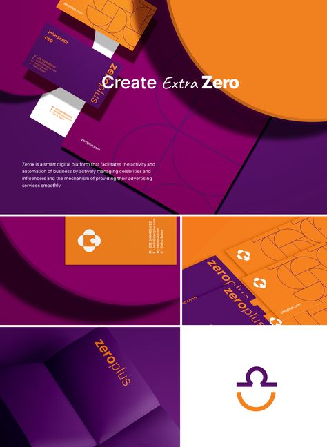 Brand Identity Design Purple, Purple Branding Identity, Purple And Orange Graphic Design, It Company Branding, Purple Brand Design, Purple Branding Design, Corporate Branding Design, Purple Branding, Partnership Design