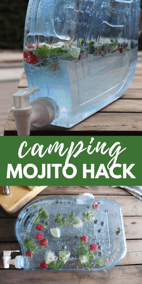 Camping Drinks Alcohol, Easy Mojito, Easy Mojito Recipe, Camping Hack, Camping Drinks, Easy Camping Hacks, Camping Hacks Food, Easy Camping Meals, Birthday Drinks