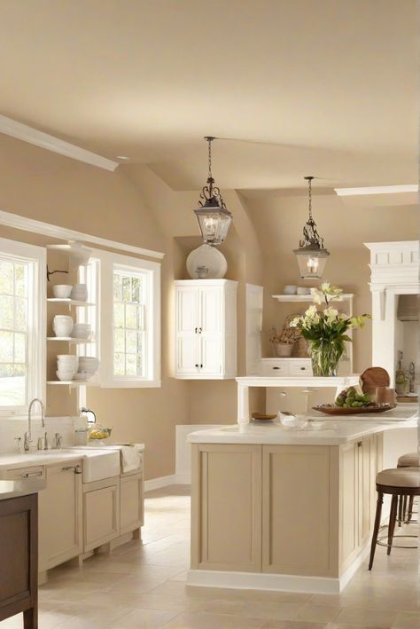 interior design, kitchen paint, wall paint, home decor Best Tan Colors For Walls, Sw Tan Paint Colors, Canvas Tan Kitchen Cabinets, Sw Creamy Paint, Sw Canvas Tan, Canvas Tan Sherwin Williams, Light Tan Walls, Beige Kitchen Paint, Sherwin Williams Canvas Tan