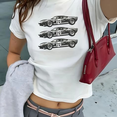 Faster shipping. Better service Streetwear Graphic Tees Women, Car Tshirt Outfit, Baby T Shirt Outfit Women, Vintage Car T Shirt, Graphic Cropped Tee, Car Shirts For Women, Etsy Graphic Tees, Fitted Graphic Tee, Aesthetic T Shirts Vintage