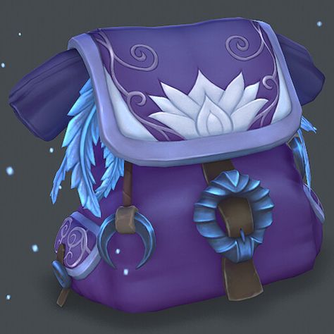 Night Elf Travel Bag, Leigh-Ann Johnson on ArtStation at https://www.artstation.com/artwork/oaoAL Night Elves, Backpack Art, Magic Bag, Night Elf, Dragon Girl, Fantasy Props, Anime Accessories, D&d Dungeons And Dragons, Motivational Art