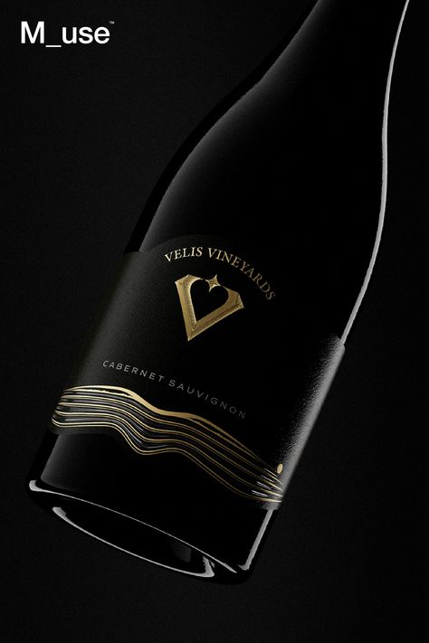 The Labelmaker, an award-winning creative, designed a new makeover for the Velis Vineyards red wine. The outcome is a sleek and aesthetically pleasing product with a label made from Avery Dennison's Fasson® Cotton Black paper. #thelabelmaker #velisvineyards #thelabelmaker #winelabelart #winelabeldesign #winelabels #winedesign #winebranding #winelabelprint #winephoto #winelabe #labeldesign #branding #packagingdesign #luxurypackaging #ADmuse Luxury Wine Label, Red Wine Label, Premium Packaging Design, Wine Label Art, Red Wine Labels, Champagne Design, Ancient Wine, Motorbike Art, Wine Label Design