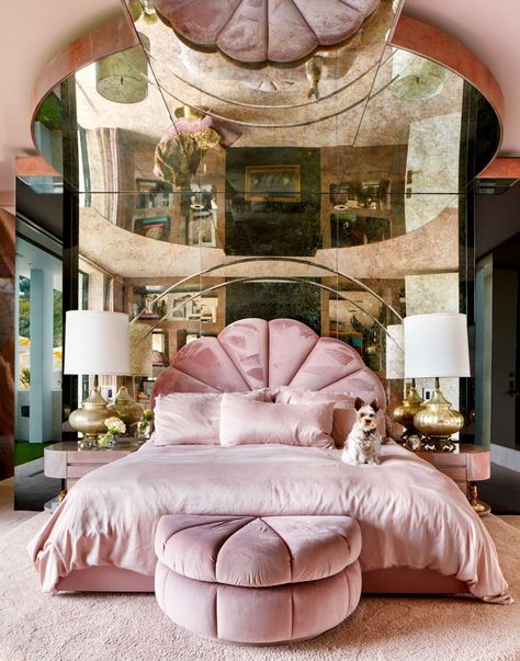 Inside The Glamorous Trousdale Estates Home Designed By Lenny Kravitz Pink Bedroom Ideas For Adults Vintage, Melanie Rose Interior Design, French Chic Interior Design, South Of France Interior Design, 80s Post Modern Bedroom, Pink Luxury Bedroom, Seductive Interiors, Pink Barbie House, Pearl Bedroom