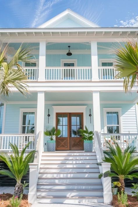 Coastal Exterior House Colors, Southern Beach House, House Color Ideas, Coastal Beach House Exterior, Coastal Home Exterior, Exterior Siding Options, Coastal Exterior, Siding Options, Paint Color Ideas