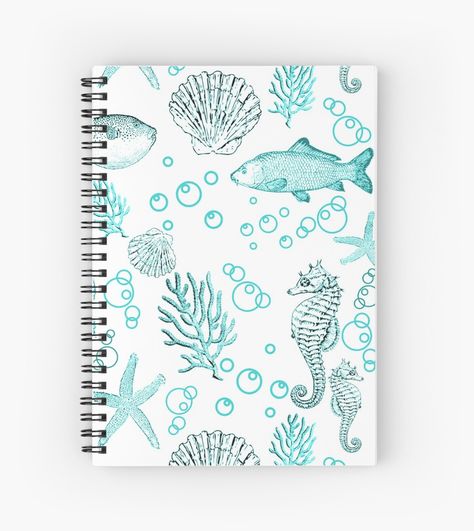 Sea life Spiral Notebook Designed by iRenza. School Supplies Highschool Aesthetic, Bookbag Ideas, Ocean Notebook, Biology Gifts, Life Spiral, Aesthetic Notebooks, Preppy School Supplies, School Supplies Highschool, School Bag Essentials