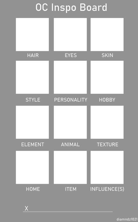 Oc Board Ideas, Moodboard Template, Original Character Ideas, Personality Board, Alignment Charts, Mood Board Template, Board Template, Original Character, Character Development