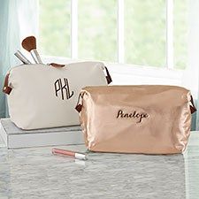 Personalized Bags, Purses & More | Personalization Mall Leather Makeup Pouch, Monogram Cosmetic Bag, Personalized Purse, Personalized Bags, Leather Cosmetic Bag, Leather Makeup Bag, Personalized Embroidered, Makeup Pouch, Personalize Bag