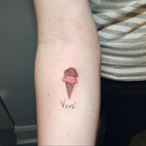 Cute Ice Cream Tattoo, Ice Cream Cone Tattoo, Ice Cream Tattoo, Cream Tattoo, Sister Tattoo, Mom Tattoo, Book Tattoo, Sister Tattoos, Mom Tattoos