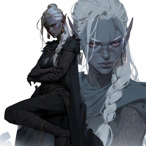 Drow Male, Shadar Kai, Half Drow, Dnd Npc, Anime Elf, Dnd Character Ideas, Dark Elves, Dnd Ideas, Fantasy Races