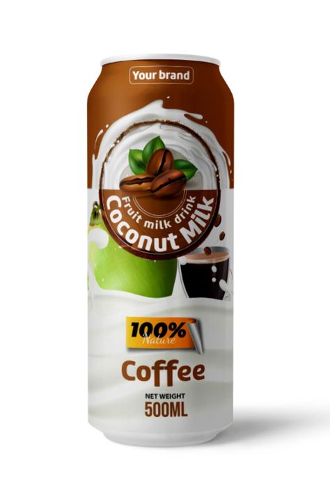 COCONUT MILK DRINK COFFEE 500ML CAN Coconut Milk Drink, Coconut Jelly, Fruit Labels, Food Candy, Aluminum Can, Drink Coffee, Drink Milk, Coffee Cafe, Candy Recipes