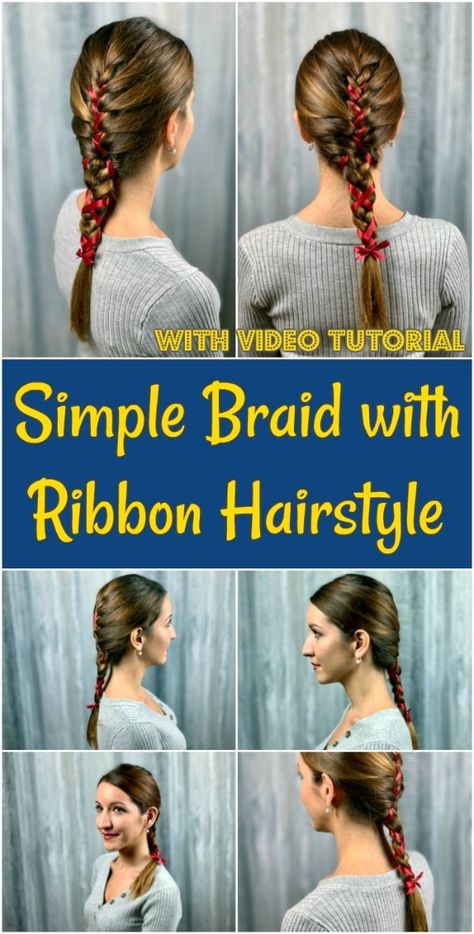 Turn a basic braid into this gorgeous braid with ribbon for a fun update on a classic hairstyle! This step by step tutorial is easy to follow for beginners. You'll love this updated French braid style. #braid #ribbonbraid #frenchbraid #longhair #hairstyles Braiding With Ribbon, Braid With Ribbon Hairstyles, How To Braid With Ribbon In Hair, Ribbon Braiding Tutorial, Ribbon French Braid, Braid Ribbon In Hair, Haircut Face Shape, Hairstyles For Asian Hair, How To Braid Ribbon Into Hair