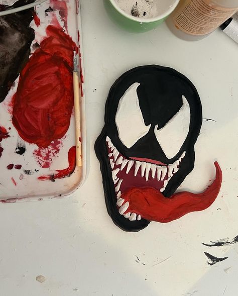 Trust the process 😮‍💨 #crafts #trinket #goodvibes #clay #venom #instagood #instagram Spider Man Clay Ideas, Clay Diy Projects, Clay Mugs, Couch Potato, Clay Art Projects, Trust The Process, Mini Canvas Art, Mini Canvas, Clay Ideas