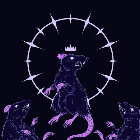 Warm People on Instagram: "🐀Bow to the Rat King👑 None survive a plight such as this, yet one rat has prevailed. Hope is not lost. 🥀New (WIP) work in progress! As an indecisive person color is my greatest enemy, there are too many. Which color palette do you prefer?" Rat King Art, Rat Oc, Rat Aesthetic, The Rat King, Rattus Rattus, Monster Inspiration, Mae Borowski, Rat Queens, Rat Art