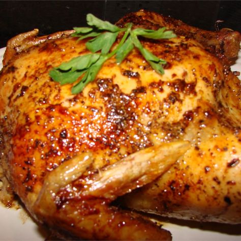 Caribbean-Spiced Roast Chicken Recipe - Allrecipes.com Caribbean Chicken, Sticky Chicken, Whole Roasted Chicken, Roast Chicken Recipes, Cooked Chicken, Jamaican Recipes, Special Dinner, Caribbean Recipes, Roast Chicken