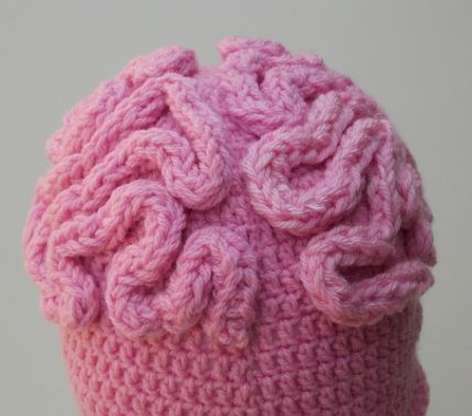 HA! Brains Brain Hat Crochet Pattern Free, Brain Crochet, Brain Beanie, Brain Hat, Crochet Hat Tutorial, Scrap Crochet, Fun Hats, Crochet Poppy, Hats Crochet