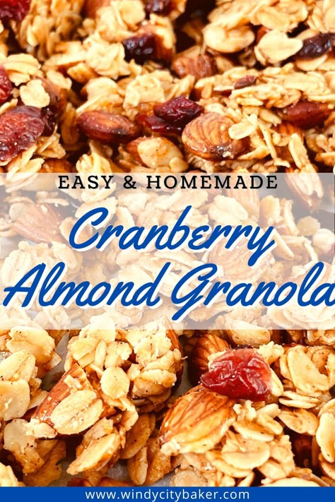 This Cranberry Almond Granola recipe is so quick and easy to make that you will be making your own homemade granola instead of buying it at the store. Breakfast Fritters, Granola Clusters Recipe, Healthy Energy Snacks, Almond Granola Recipe, Make Ahead Snacks, Honey Almond Granola, Cranberry Granola, Vanilla Granola, Granola Snacks