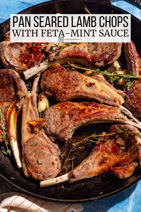 Pan seared lamb chops cook in less than 10 minutes. Serve this pan seared lamb chops recipe on its own or with feta mint sauce and herbed pita. Pan Seared Lamb Chops, Seared Lamb Chops, Lamb Chops Pan Seared, Lamb Chops Recipe, Fennel And Orange Salad, Lamb Loin Chops, Mediterranean Diet Recipes Dinners, Lamb Chop Recipes, The Mediterranean Dish