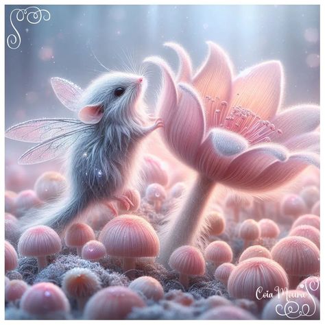 Little Creatures and the pink garden 🩷🧚 Pink Fantasy Creatures, Baby Rat, Magic Creatures, Baby Rats, Tattoos For Women Flowers, Little Creatures, Animated Animals, Cute Fantasy Creatures, Forest Creatures