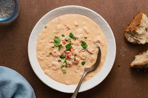 This creamy seafood bisque recipe is a rich and delicious way to enjoy seafood. Use shrimp and crab or switch to lobster or fish in the soup. Creamy Seafood Bisque Recipe, Canned Crab Recipes, Seafood Newburg, Seafood Bisque Recipe, Creamy Soup Recipes, Bisque Soup, Crab Bisque, Seafood Bisque, Creamy Crab