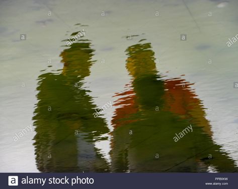 two person Reflections in the Water Stock Photo Human Reflection In Water, Persons Reflection In Water, Person Reflection In Water, Water Reflection Illustration, Water Reflection Photography, Pencil Drawing Inspiration, Reflection In Water, Pond Art, Reflection Painting