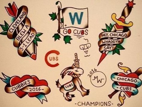 Chicago tattoo artist trolls Indians after World Series loss  | theScore.com Chicago Cubs Tattoo, Chicago Flag Tattoo, Chicago Flag Art, Basketball Tattoos, Ivy Tattoo, Square Tattoo, Cubs Tattoo, Survivor Tattoo, Chicago Tattoo