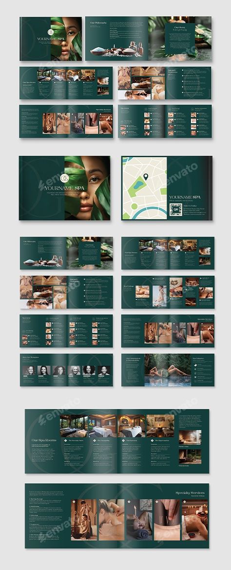 Spa & Wellness Brochure Template, Print Templates | GraphicRiver Spa Brochure, Spa Menu, Brochure Design Layout, Wellness Business, Spa Design, Spa Wellness, Wellness Spa, Brochure Design, Print Templates