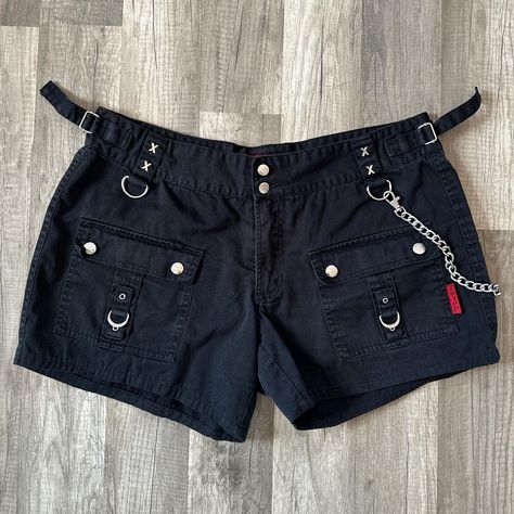 Tripp NYC Black Shorts 🖤⛓️❤️‍🔥 Rare find with added... - Depop Tripp Shorts Outfit, Tripp Shorts, 90s Tripp Nyc, Tripp Nyc Jeans, Tripp Nyc Shorts, Tripp Nyc Denim Pants, Tripp Nyc, Black Shorts, Im Not Perfect