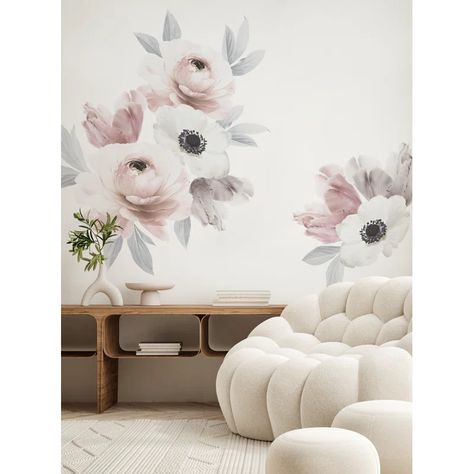 Rich and 3D feel creative Wall Decal ideas for any room type, easy to use, refresh room decor. Floral Wall Stickers Vinyl Decals, Floral Wall Stickers, Floral Wall Decals, Spring Red, Kids Room Furniture, Colour Colour, Studio Color, Floral Decal, Room Decals