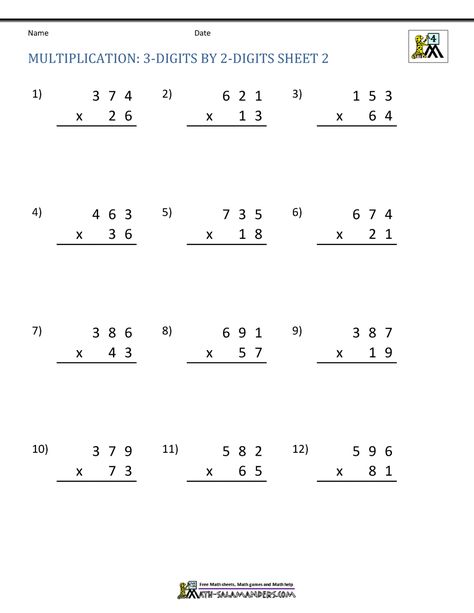 4th Grade Multiplication Worksheets, Multiplication Sheets, Two Digit Multiplication, Double Digit Multiplication, Math Reference Sheet, 4th Grade Multiplication, Free Multiplication Worksheets, Math Multiplication Worksheets, Multi Digit Multiplication