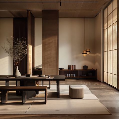 A fusion of Japanese and Scandinavian aesthetics, Japandi style embraces minimalism and functionality, characterised by clean lines, natural materials, and a neutral colour palette. The spaces are designed to evoke a sense of tranquility and simplicity, with an emphasis on light, space, and natural elements. Furniture pieces are low-profile and crafted from wood, while decor elements include organic textures and soft fabrics, creating a harmonious and serene environment that promotes relaxati... Japanese Scandinavian Interior, Home Decor Ideas Aesthetic, Japandi Style Home, Heritage Aesthetic, Japandi House, Japandi Home Decor, Neutral Interior Design, Japanese Hotel, Japandi Interior Design