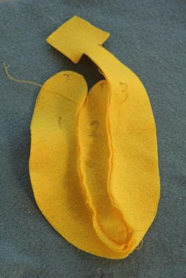 Felt Banana, One Banana, Felt Food, Rectangle Shape, Hand Stitching, Felt, Pattern