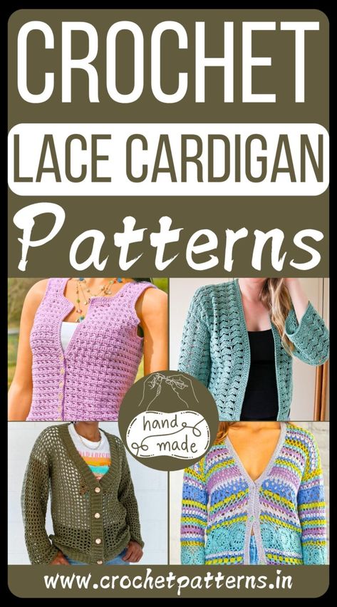 6 Simple To Make Crochet Lace Cardigan Patterns Crochet Cardigan Pattern Free Women Easy, Crochet Cardigan Pattern Free Women, Cardigan Pattern Free, Crochet Lace Cardigan, Lace Cardigan Pattern, Crochet Lace Jacket, Crochet Cardigan Free, Crochet Cocoon, Crochet Cardigan Pattern Free