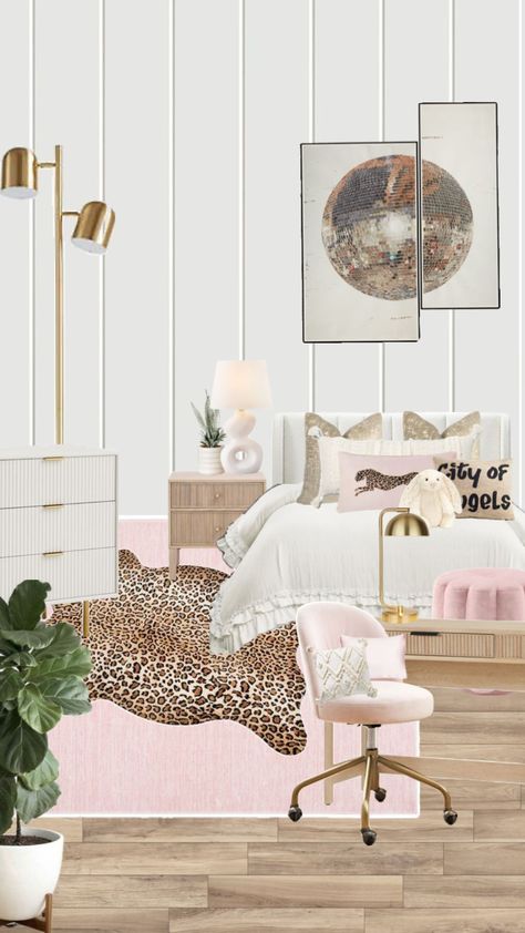 #bedroom #collage #leopardprint #inspo #pink #bedroomdecor #bedroominspo #pinterest Leopard Bedroom Decor, Bedroom Collage, White Room Decor, Luxury Room Bedroom, Room Redesign, Preppy Room Decor, Girly Room, Preppy Room, Redecorate Bedroom