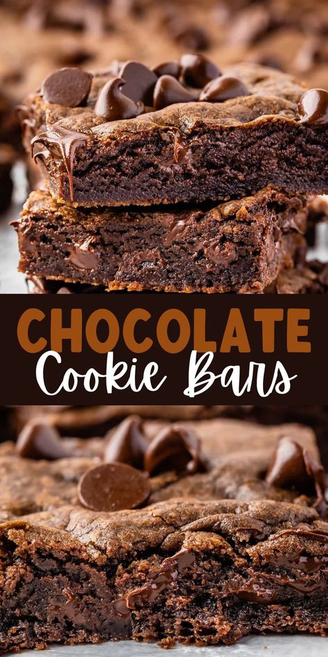 Chocolate Chip Cookie Bar Recipe, Double Chocolate Chip Cookie, Chocolate Cookie Bars, Crazy For Crust, Chocolate Chip Bars, Double Chocolate Chip Cookies, Double Chocolate Cookies, Dessert Bar Recipe, Favorite Cookie Recipe