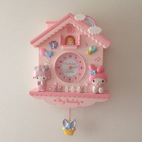 cute pink my melody sweet piano sanrio cuckoo clock pretty rainbow flower aesthetic Sweet Piano Sanrio, Pink My Melody, Hello Kitty Imagenes, Cute Clock, Pretty Rainbow, Hello Kitty House, Charmmy Kitty, Charming Kitchen, Pink Hello Kitty