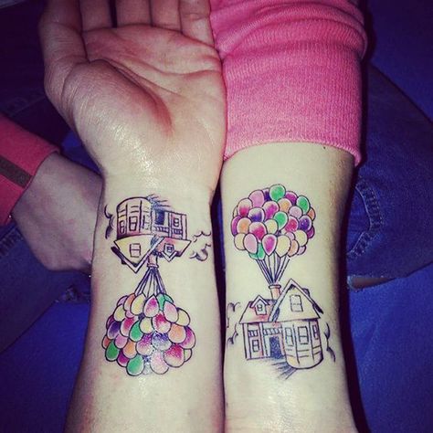 Up Couple Tattoos Pixar Tattoo, Disney Couple Tattoos, Tattoos Disney, Couple Tattoos Love, Couple Tattoos Unique Meaningful, Couples Disney, Disney Sleeve, Small Couple Tattoos, Cute Couple Tattoos