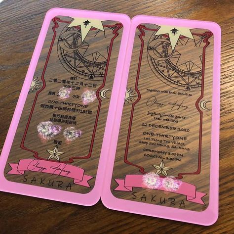 Card Captor Sakura Birthday Theme, Anime Wedding Invitation Card, Sakura Invitation Card, Cardcaptor Sakura Jewelry, Sakura Wedding, Cardcaptor Sakura Clow Book, Gamer Wedding, Anime Wedding, Baby Luna