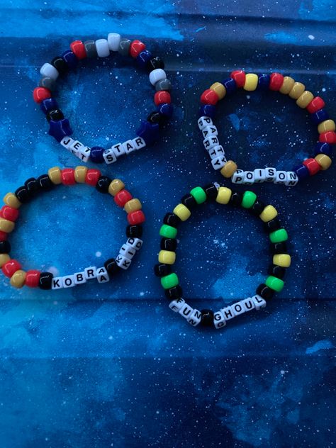 Band Kandi, Character Kandi, Fire Bracelet, Fabulous Killjoys, Pulseras Kandi, Bracelet Business, Beaded Decor, Danger Days, Kandi Inspo