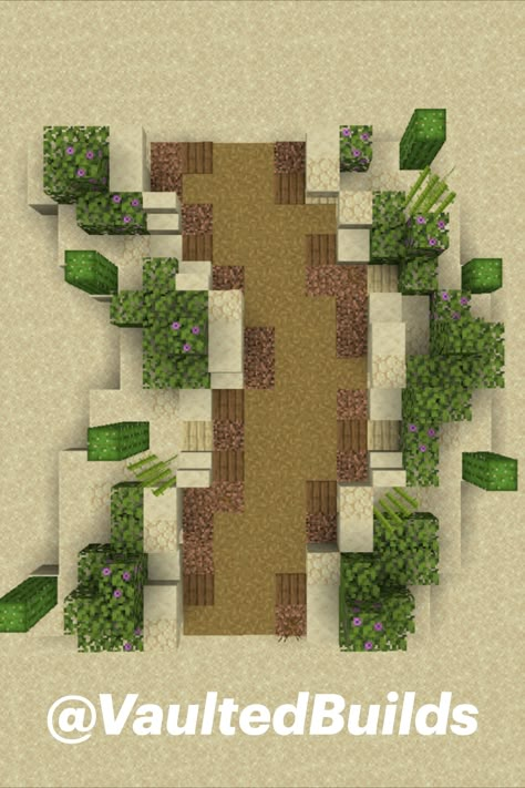 Minecraft Desert Pathway! Minecraft Desert Landscape, Desert Biome Minecraft, Desert House Minecraft Ideas, Minecraft Oasis Build, Minecraft Desert Interior, Minecraft Sand Path, Desert Port Minecraft, Minecraft Desert Design, Desert Portal Minecraft