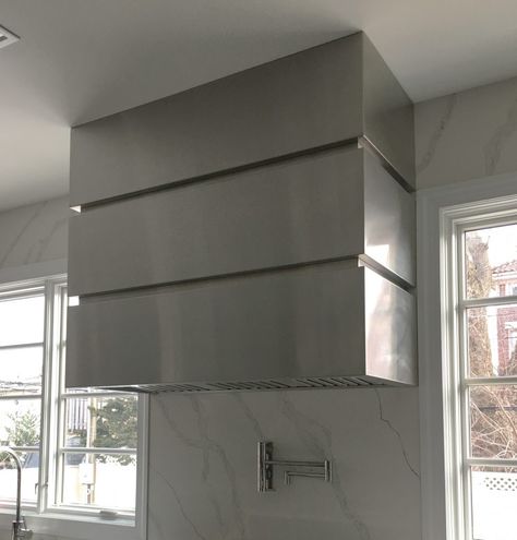 Art of Range Hood Brooklyn Custom Stainless Steel Hood - Art of Range Hoods Modern Kitchen Hood, Modern Hood, Modern Range Hood, Kitchen Hood Ideas, Kitchen Hood Design, Steel Range Hood, Hood Ideas, Kitchen Vent, Copper Backsplash